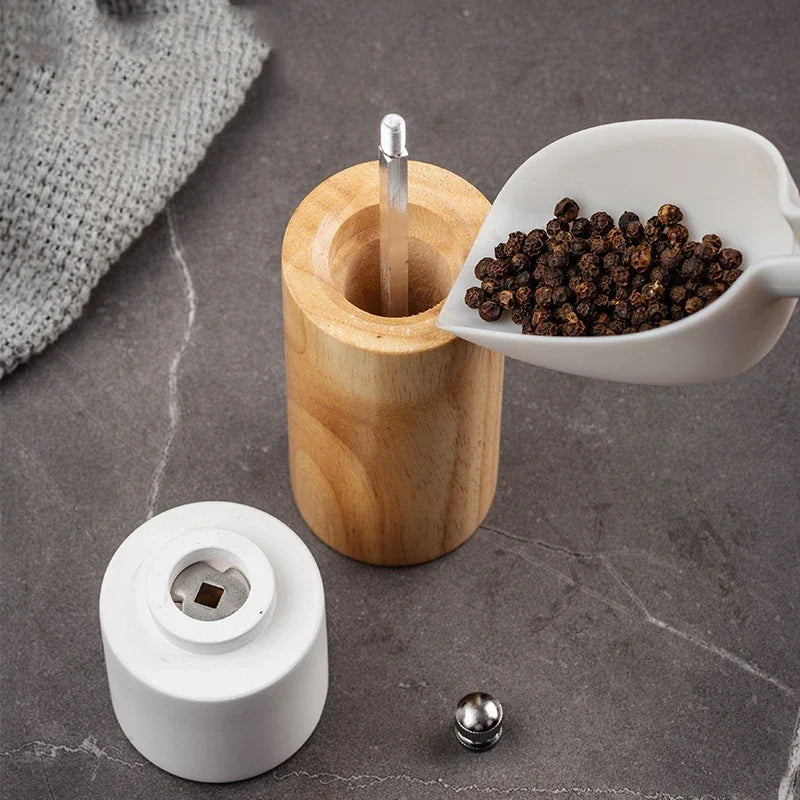 Afralia™ 6-Inch Manual Wooden Salt Pepper Grinder, Multi-Purpose Ceramic Kitchen Tool