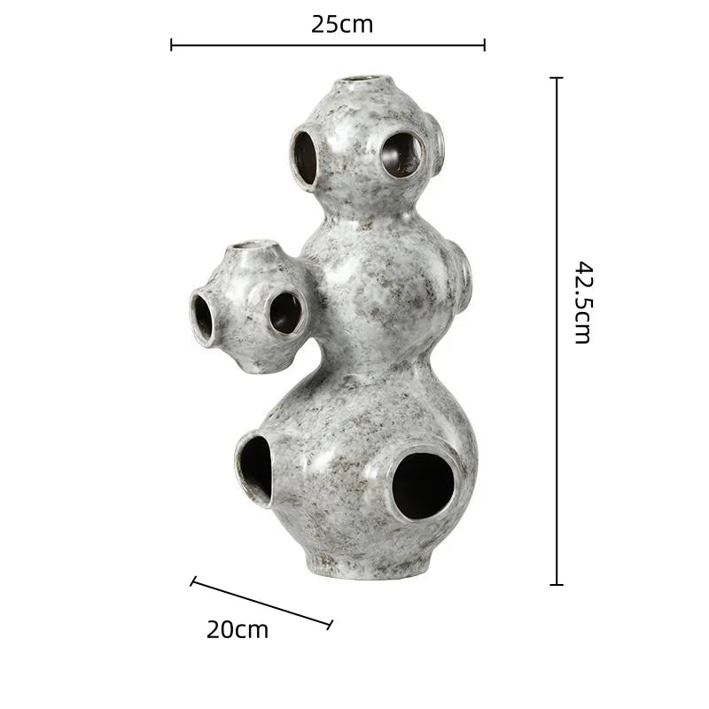 Afralia™ Abstract Planet Hollow Pipe Ceramic Ornament Figurine - Home Decor Accessory