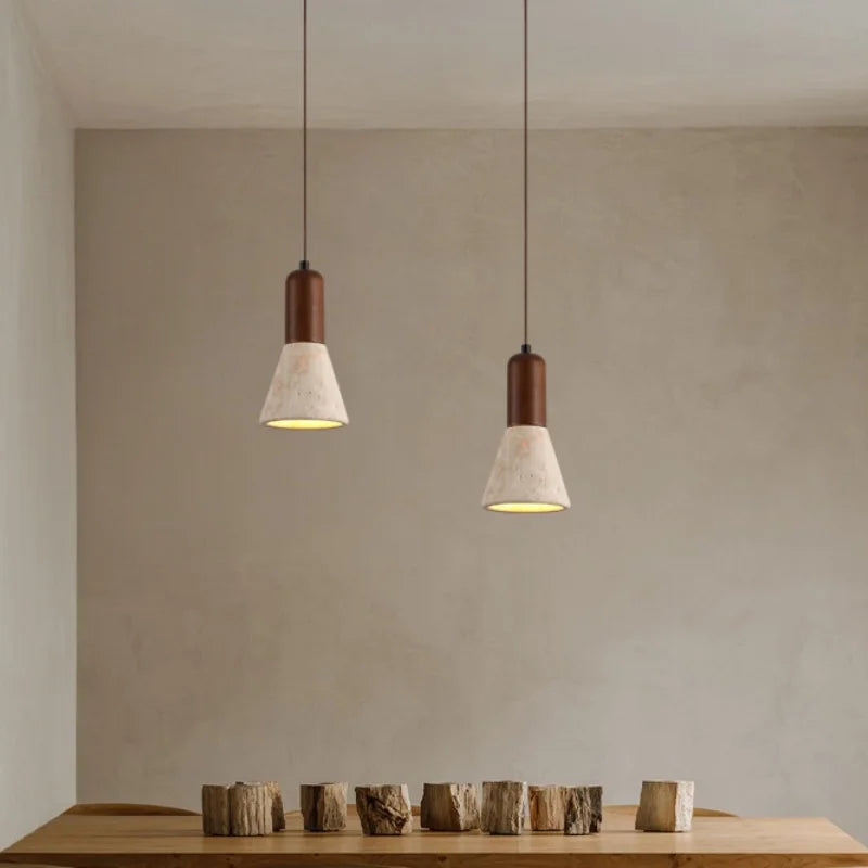 Afralia™ Yellow Travertine LED Pendant Lamp for Dining Living Room Kitchen Cafe