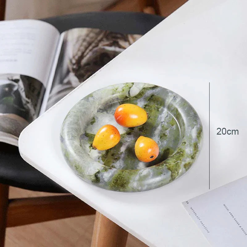Afralia™ Marble Round Tray for Bathroom Kitchen Vanity Decor - Elegant Trinket Dish