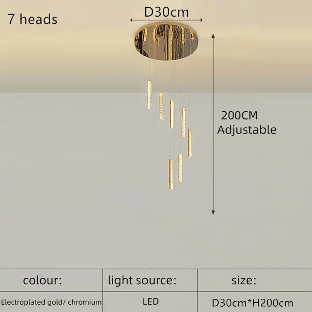 Afralia™ Crystal Spiral Chandelier - Silver/Gold Luxury Lighting for Living Room, Kitchen, & Restaurant