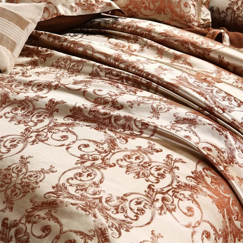 Afralia™ Jacquard Satin Luxury Bedding Set - Queen Size Luxe Duvet Cover Set