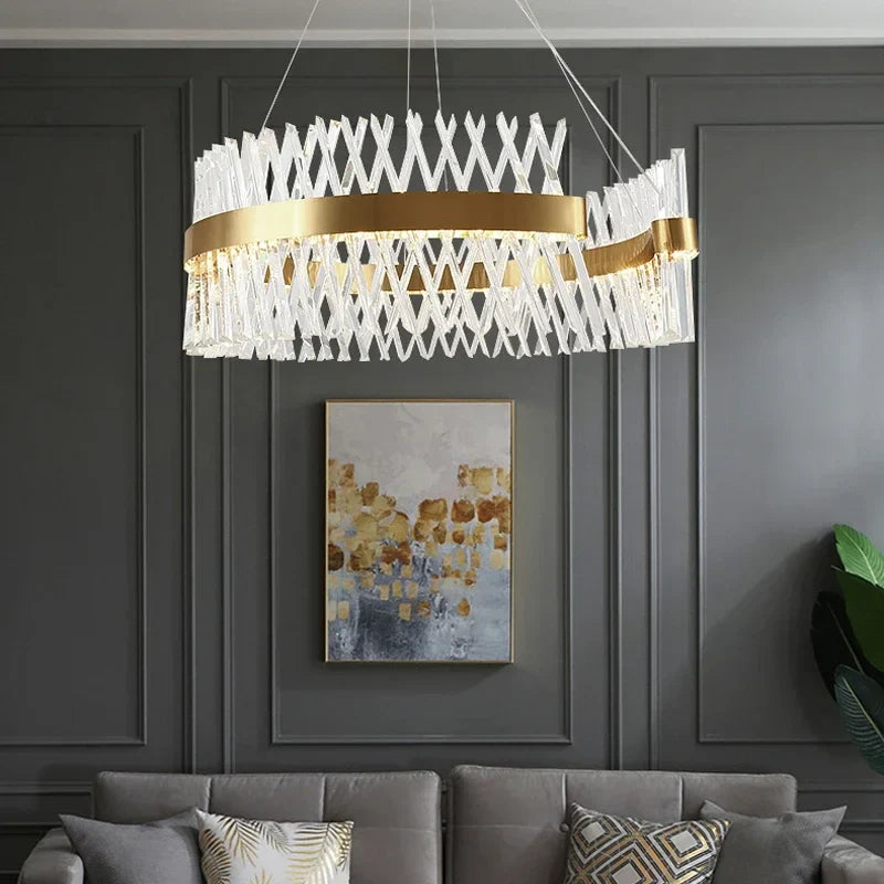 Luxury Crystal LED Pendant Lights by Afralia™ - Elegant Home Lighting Chandelier Fixture