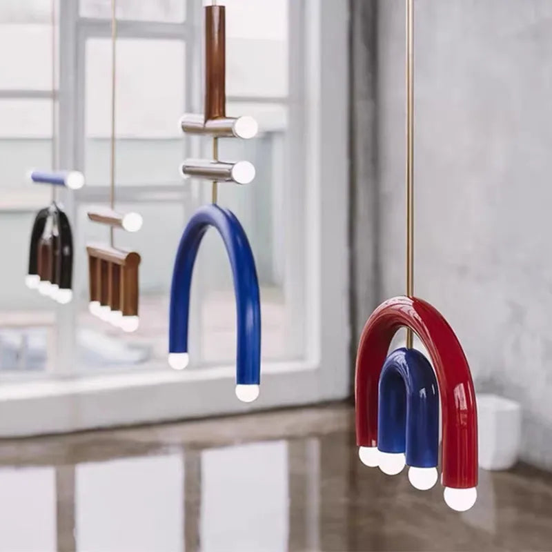 Afralia™ Rainbow Lamp: Colorful Geometric Pendant Light for Dining or Bedroom