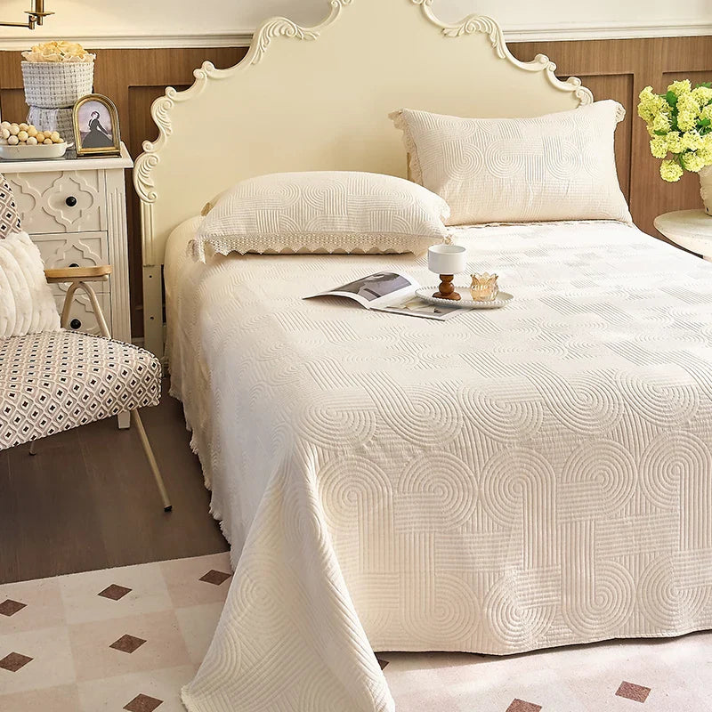 Afralia™ Cotton Quilted Bedspread Set with Bed Skirt & Pillowcases
