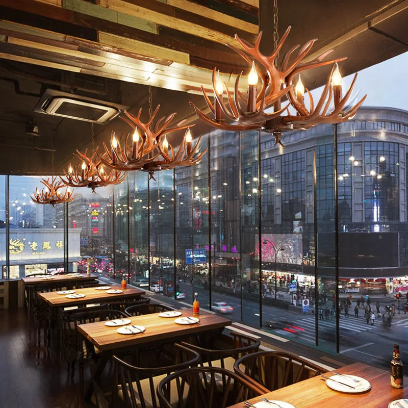 Afralia™ Antler Pendant Chandelier for Home Decor and Lighting, Industrial Style Deer Horn Fixture