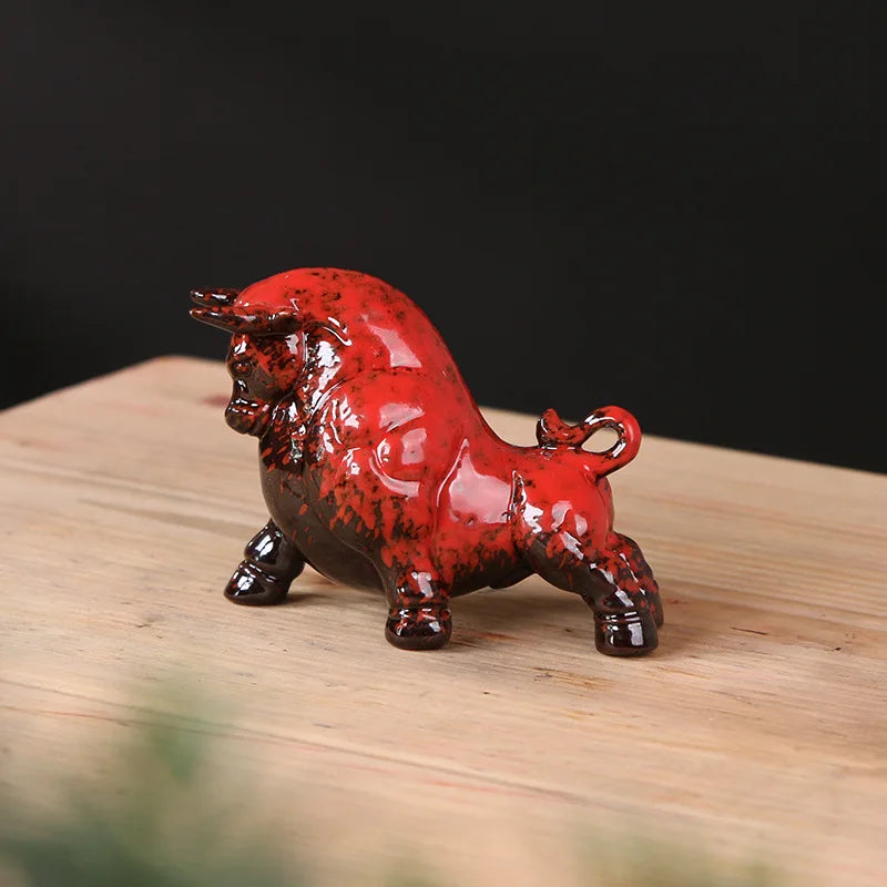 Afralia™ Ceramic Cow Bull Figurine Statue Home Decoration