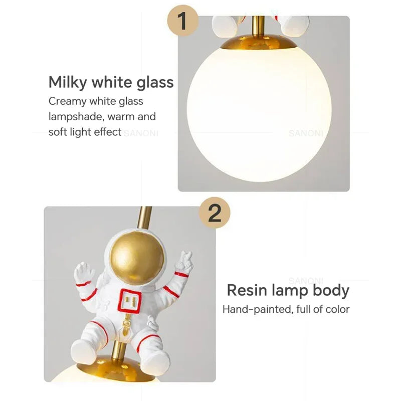 Afralia™ Modern LED Creative Astronaut Pendant Light - Moon Lamp Night Light