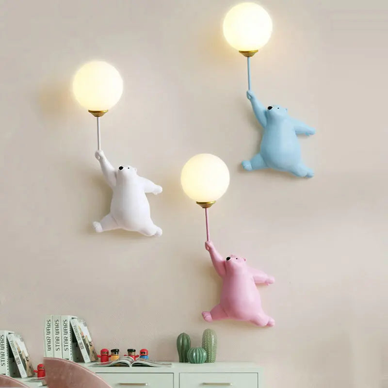 Afralia™ Kids Bear Moon Wall Lamp | 3D Printed Bedroom Interior Light