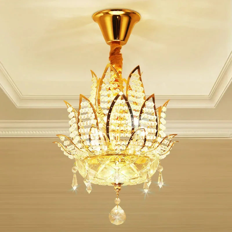 Afralia™ Lotus Crystal Pendant Light | Modern Nordic Style Hanging Lamp for Indoor Living Spaces