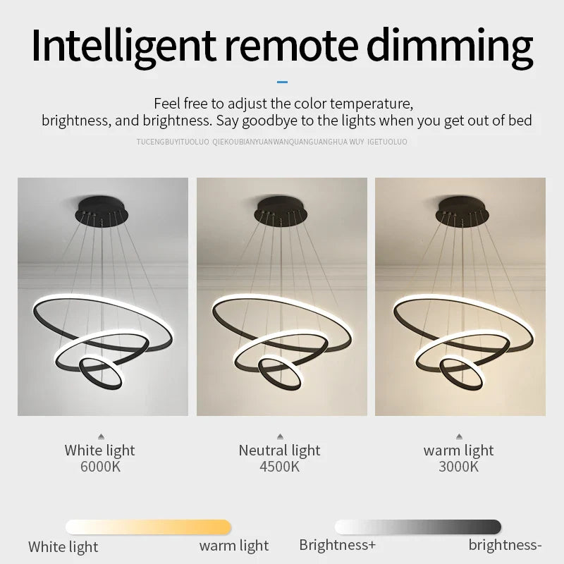 Afralia™ Luminous Circle Pendant Chandelier - Modern LED Lighting Fixture, 4 Colors