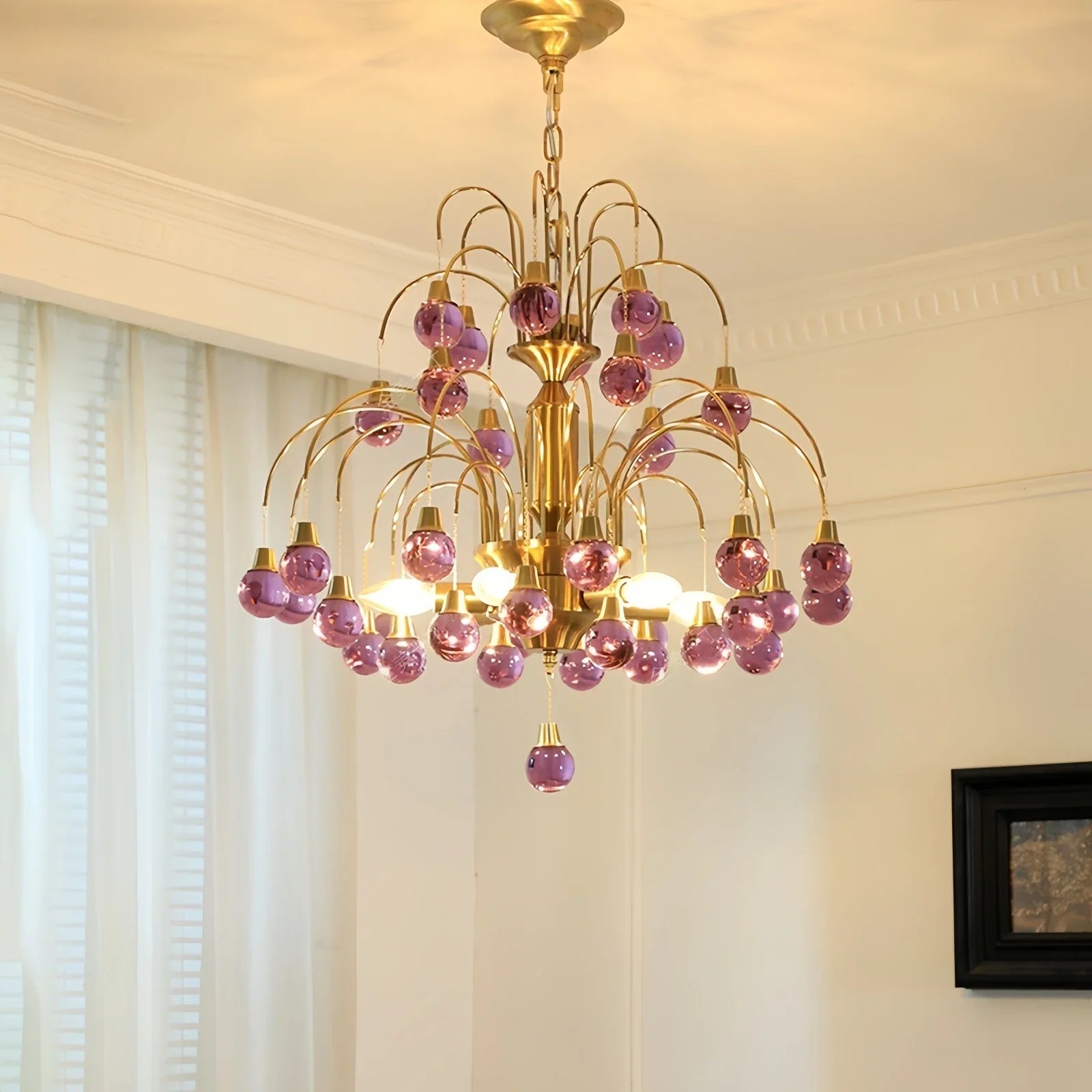 Afralia™ Teardrop Murano Glass Chandelier in Red Purple - Cherry Atmosphere Decor