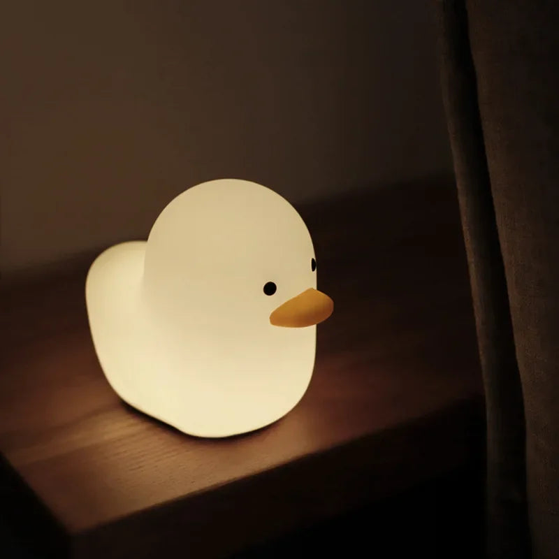 Afralia™ Cute Dull Duck Night Light USB Charging Kids Room Bedside Lamp