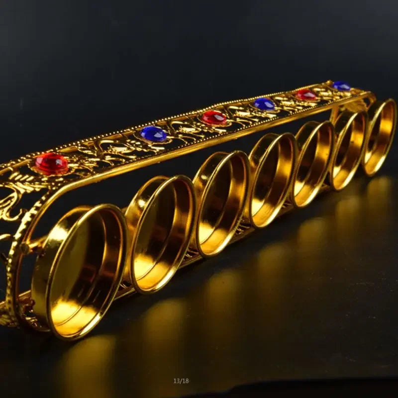 Afralia™ Gem Inlaid Candlestick Stand for Buddhist Wedding Altars & Decor.