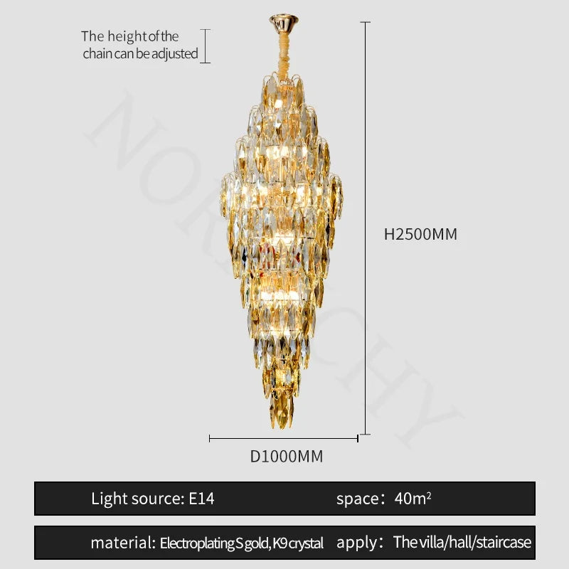 Afralia™ European Crystal Duplex Chandelier for Hotel Lobby Staircase & Villa Living Room