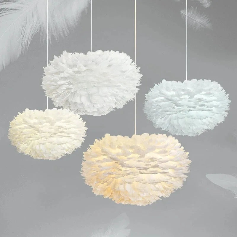 Afralia™ Modern Feather LED Ceiling Chandelier for Home Living Room Bedroom Wedding Lighting