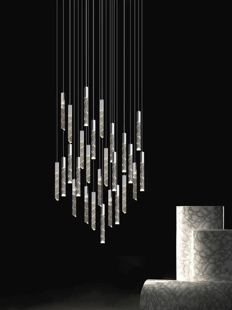 Afralia™ Crystal Chrome LED Chandelier: Elegant Duplex Stair Lighting for Modern Interiors