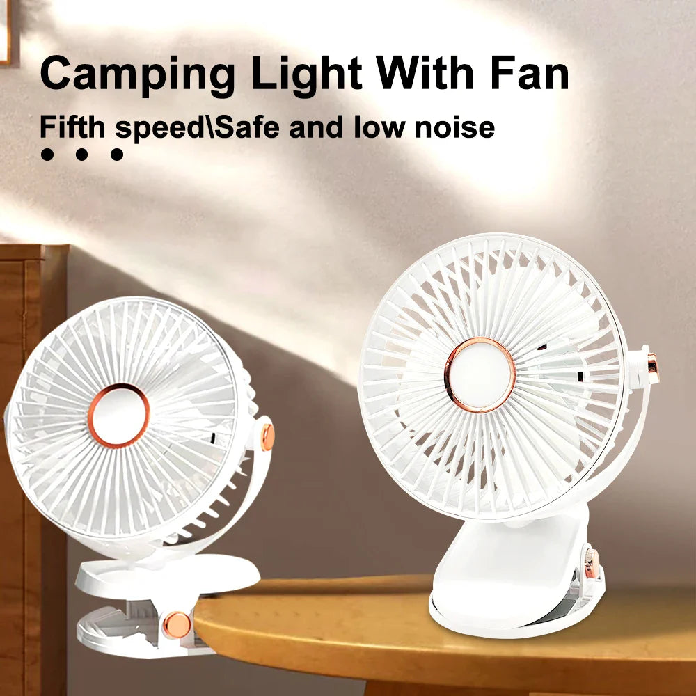 Afralia™ LED Clip Fan: Rechargeable, Silent, 5-Speed Desk Fan & Night Light