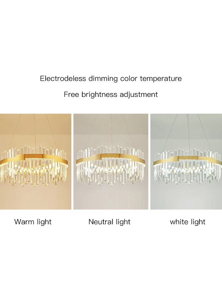 Afralia™ Gold Full Spectrum Crystal Chandelier for Living, Dining & Bedroom