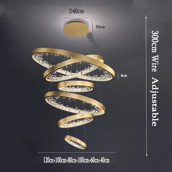 Afralia™ Modern Loft Crystal Chandelier LED Light for Villa Living Room and Bedroom