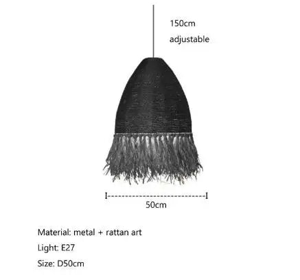 Afralia™ Handmade Rattan Pendant Light for Living Room, Bedroom - Japanese Style