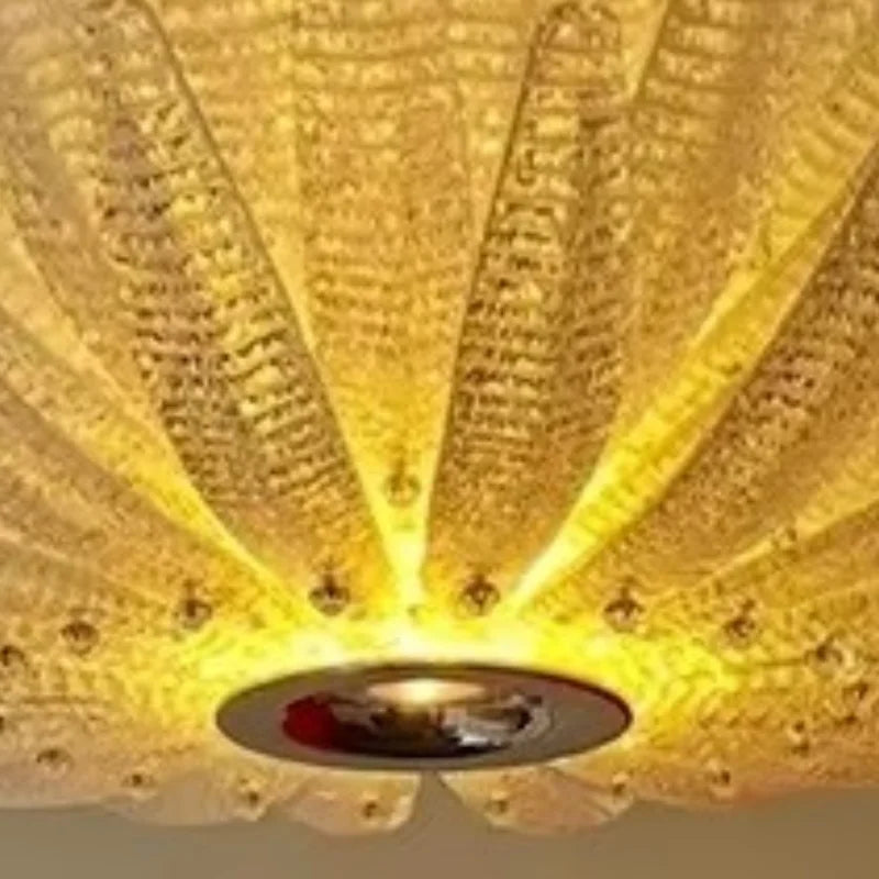 Afralia™ Gold Flower Murano Glass Chandelier - Vintage Style for Living Room, Bedroom, or Lobby