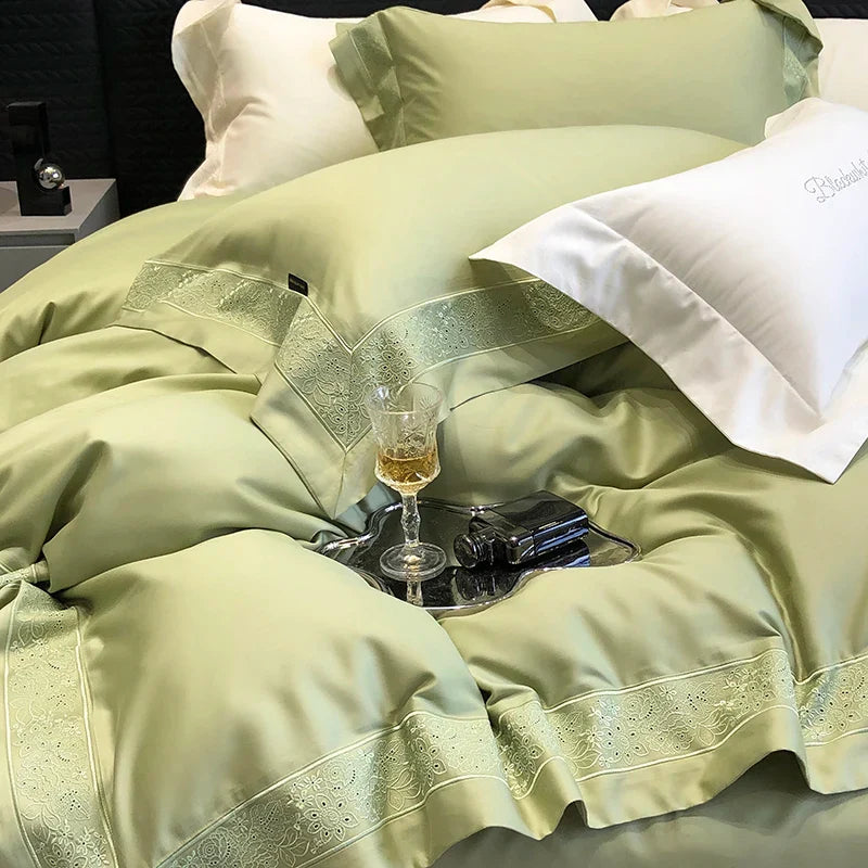 Afralia™ 1200TC Luxury Embroidery Bedding Set with Wide Edge & Lyocell Cotton Brushed Fabric