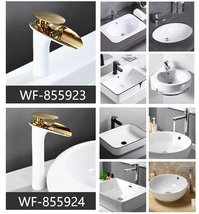 Afralia™ White Waterfall Basin Faucet Modern Single Hole Mixer Tap for Bathroom
