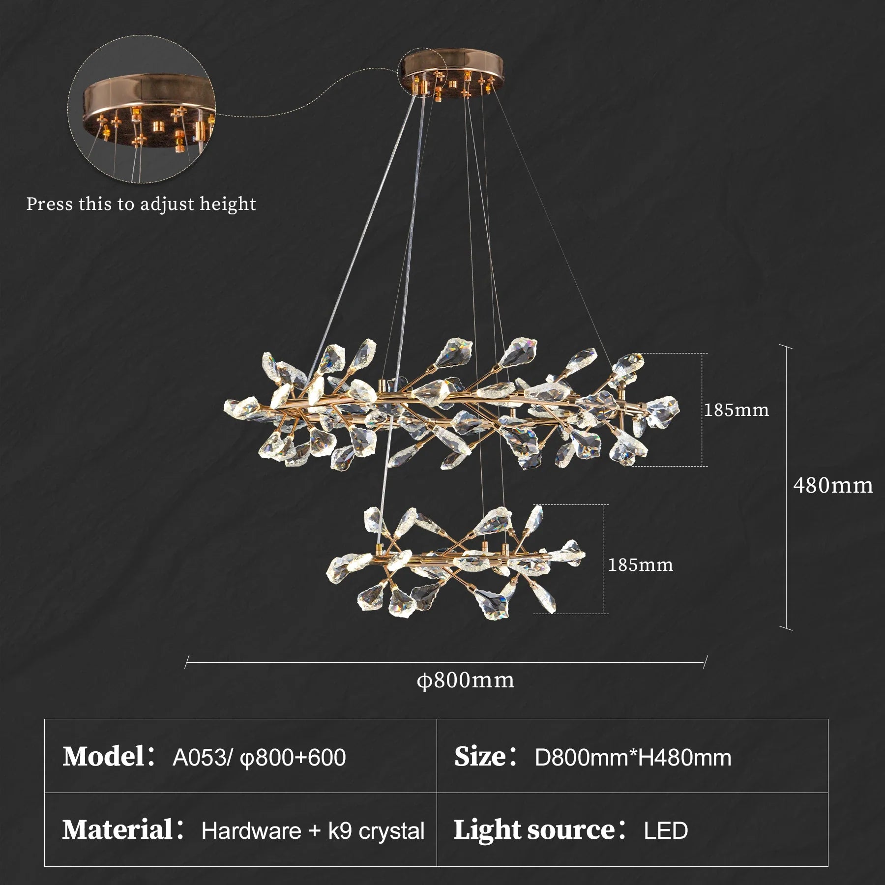 Afralia™ Modern Leaf Crystal Chandelier Ring - Luxury K9 Crystal Pendant Chandelier for Living Room