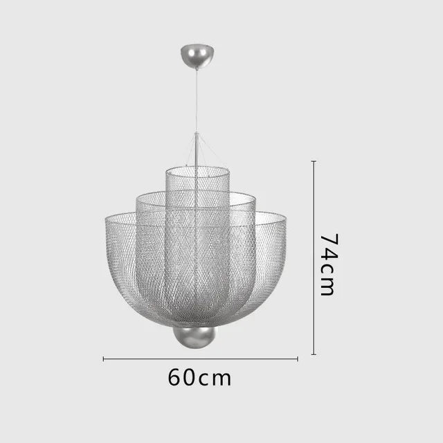 Afralia™ Metal Grid LED Chandelier Moooi Designer Pendant Iron Geometric Hollow Hanging Lamp