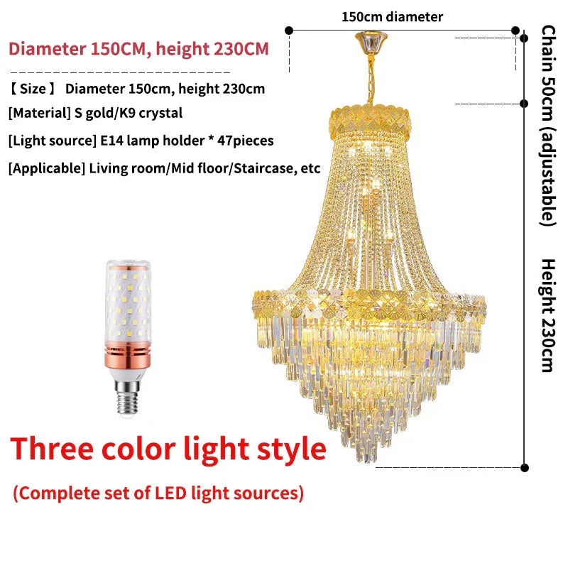Afralia™ Crystal Chandelier for Duplex & Villa Living Rooms