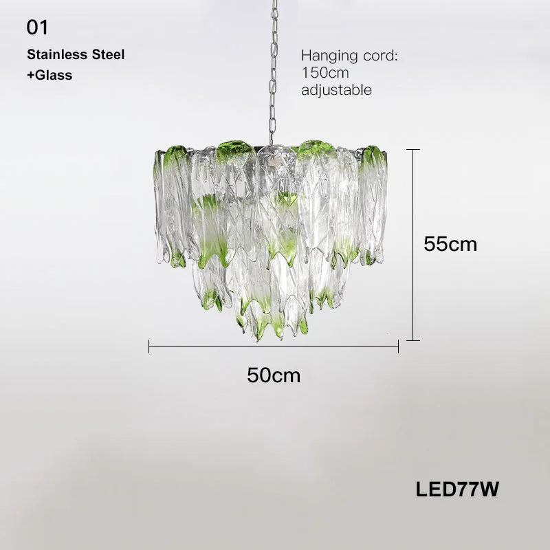 Afralia™ Green Glass Luxury Chandeliers for Elegant Living Room