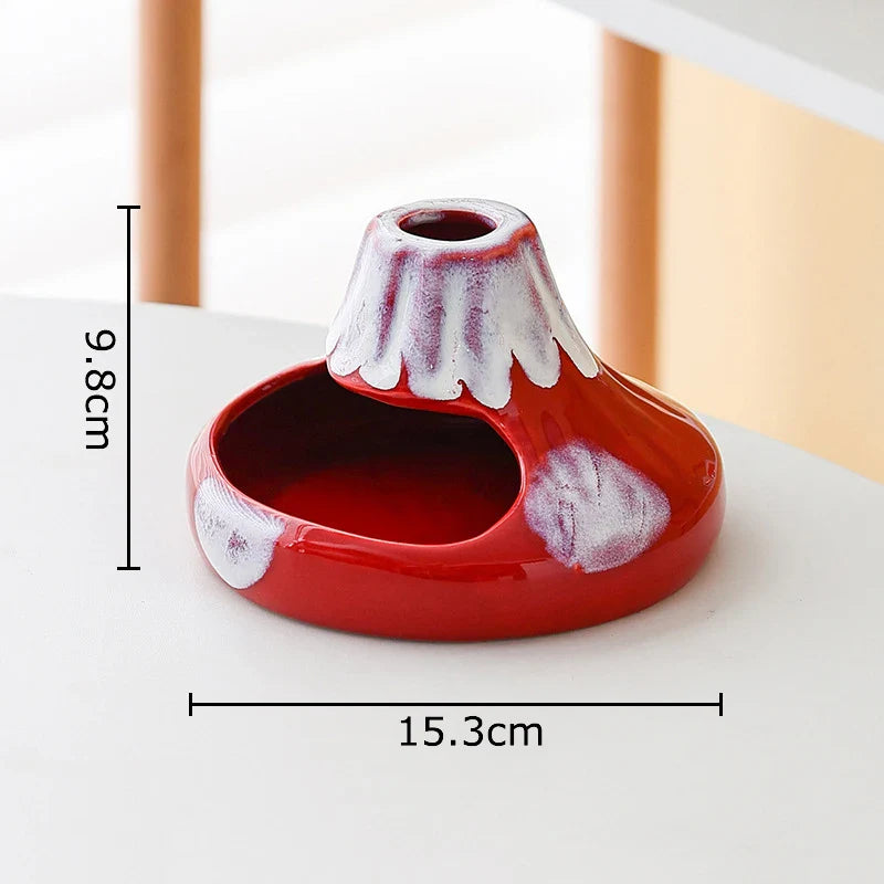 Afralia™ Cartoon Volcanic Ceramic Ashtray with Lid Desk Decoration Windproof Ashtray