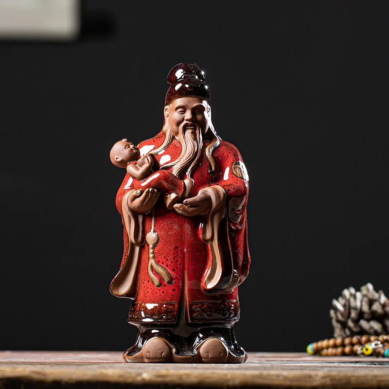 Fu Lu Shou Figure Statue - Buddha of Wealth - Afralia™ Home & Office Décor