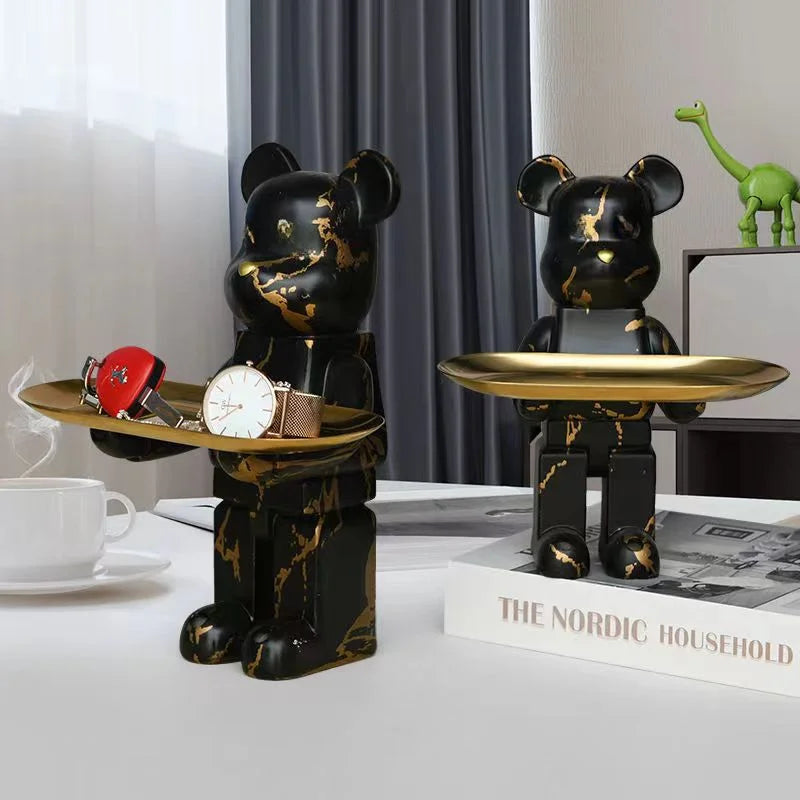 Afralia™ Bear Figurine Sculpture Modern Room Decor Table Statue Keys Storage Shelf