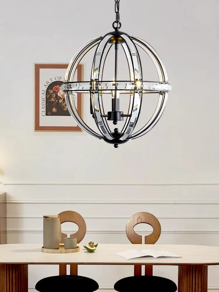 Afralia™ Bronze Black Chrome Gold Globe LED Chandelier for Living Room