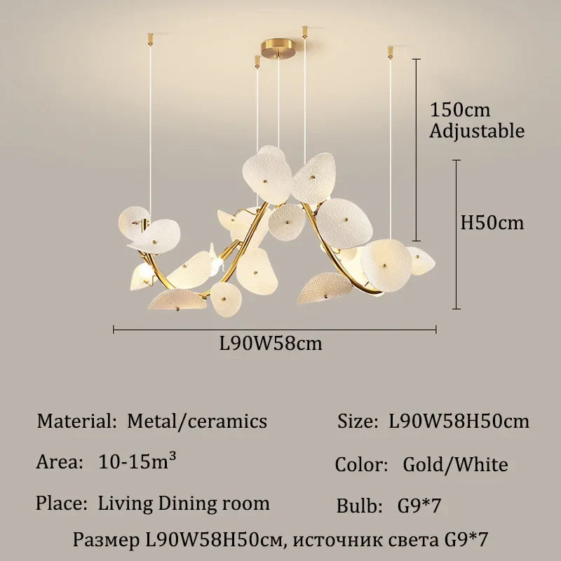 Afralia™ Luxury Ceramics Pendant Ceiling Chandelier LED Dining Table Light