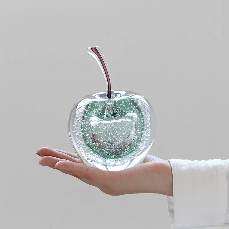 Afralia™ Crystal Glass Apple Pear Ornaments Home Decor Figurines