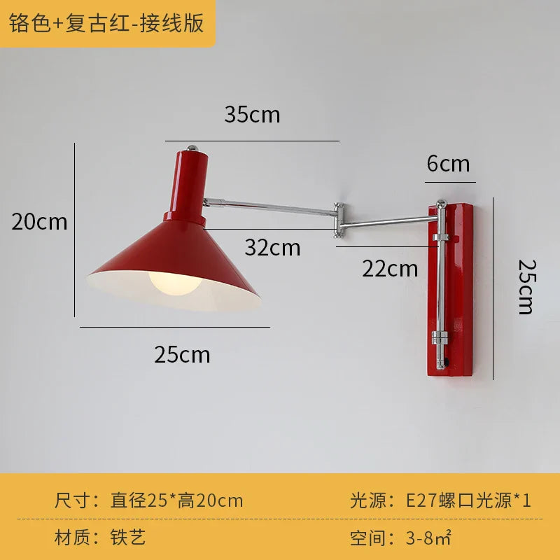 Afralia™ Cream Wind Wall Lamp LED E27 Swing Arm Telescopic Staircase Bedside Reading