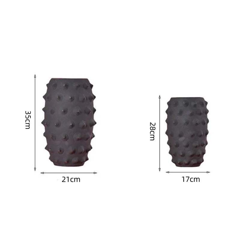 Afralia™ Black Ceramic Sea Urchin Spine Vase - Abstract Geometry Handicraft Decoration