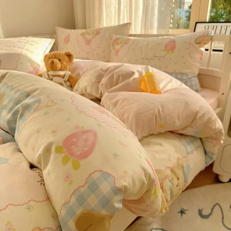 Afralia™ Cartoon Printed Cotton Bedding Set - Soft, Skin-Friendly Duvet Cover