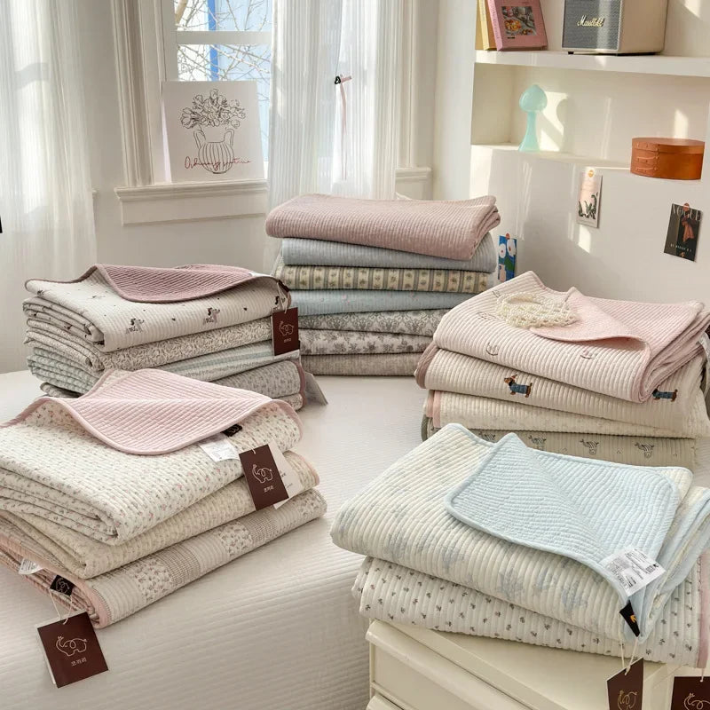 Afralia™ Double-Sided Cotton Bed Cover Quilted Tatami Mat, Soft & Anti-Slip Mattress