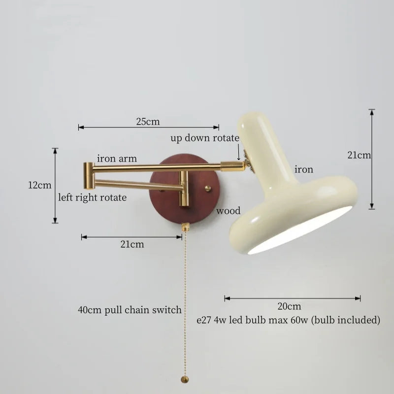 Afralia™ Creamy Iron LED Wall Lamp Bedroom Living Room Bathroom Mirror Stair Light