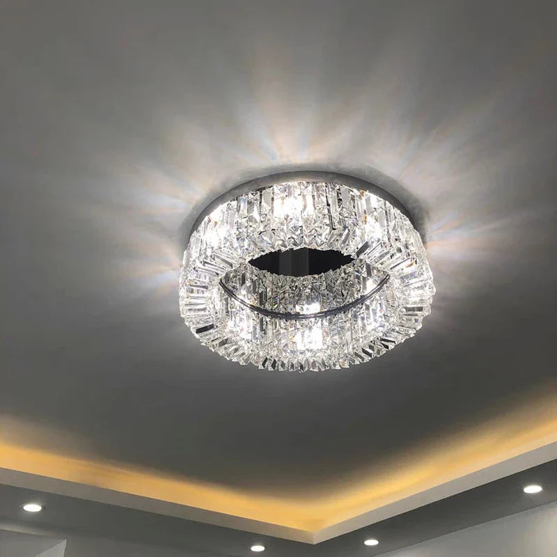 Afralia™ Luxury Crystal Chandelier Gold Ceiling Light for Dining Living Room