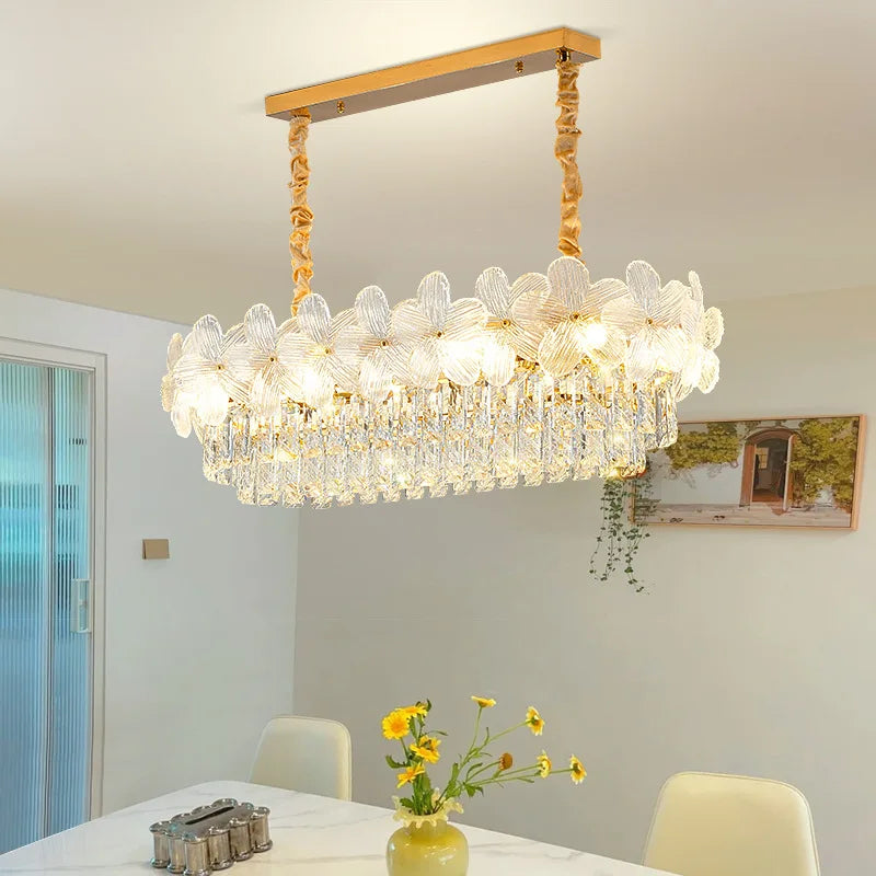 Afralia™ French Flower Crystal Chandelier: Elegant Living Room Ceiling Lamp