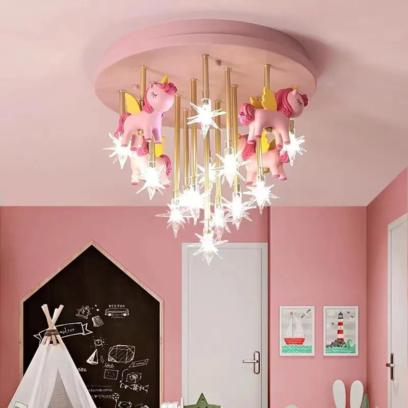 Afralia™ Star Anime Animal Ceiling Light for Kids Room Decor