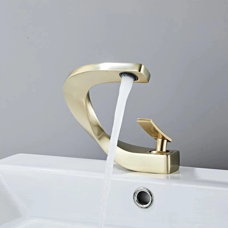 Afralia™ Basin Faucet Brushed Gold Mixer Tap Hot Cold Sink Faucet Chrome Black New