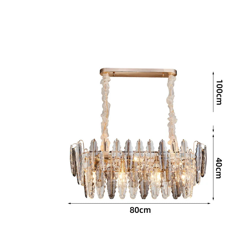 Afralia™ Gold Crystal LED Chandelier Lighting for Dinning Table