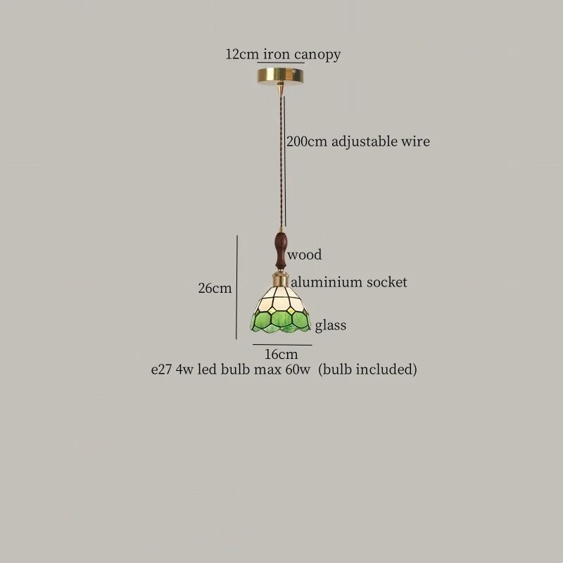 Afralia™ Tiffany Brass Pendent Light Glass LED Cafe Bedroom Living Room Loft Bar