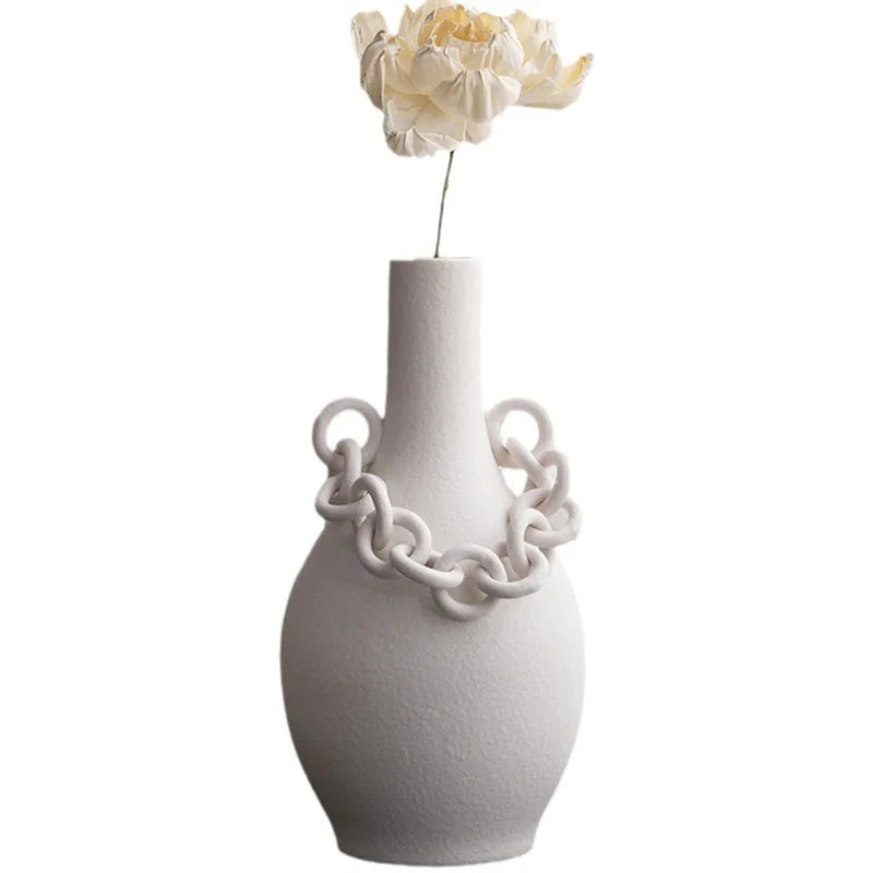 Afralia™ Geometric Chain Porcelain Vase - Stylish Room Decor & Flower Vase